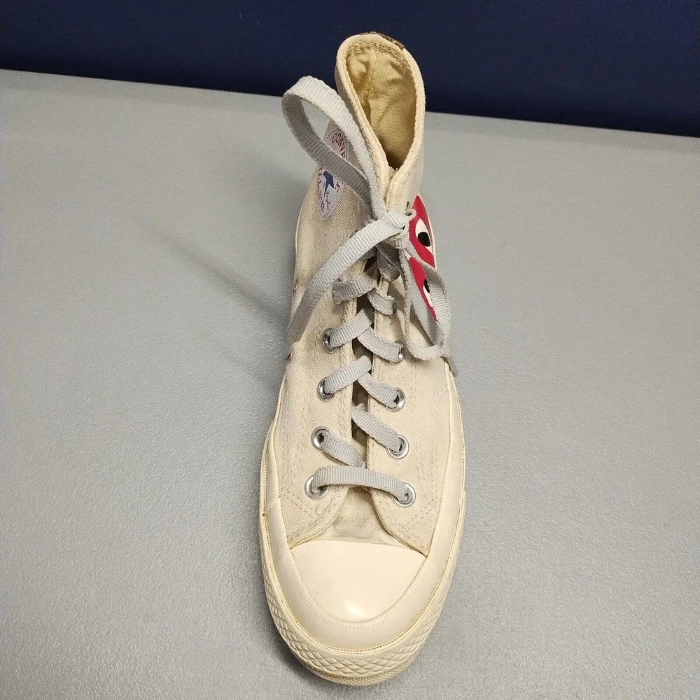 Converse All-Stars Des Garcons High Top Sneaker Mens Size 6 Cream‎ Logo Lace Up - Picture 14 of 16